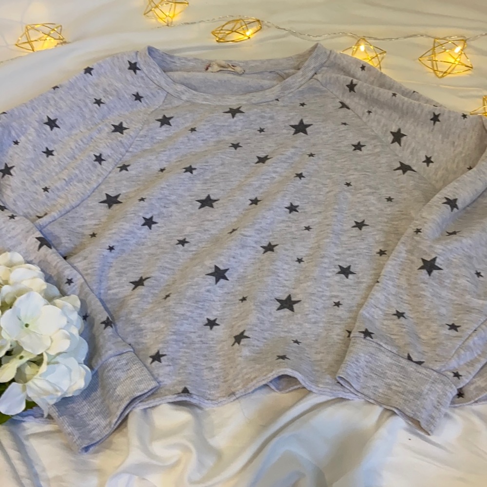 Grey Star Cropped Sweatshirt